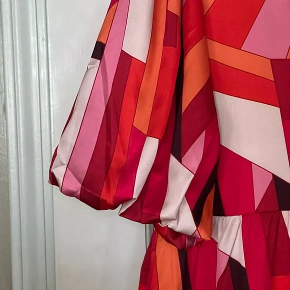 THML puff sleeve nwt multi color midi dress XL - Picture 5 of 7